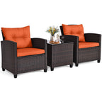 Ensemble de 3 meubles de jardin en rotin Gymax avec coussins