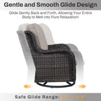 Ensemble de mobilier d'extérieur Gymojoy 4 pièces, 2 fauteuils pivotants, un canapé 3 places et une table avec foyer de 55 000 BTU