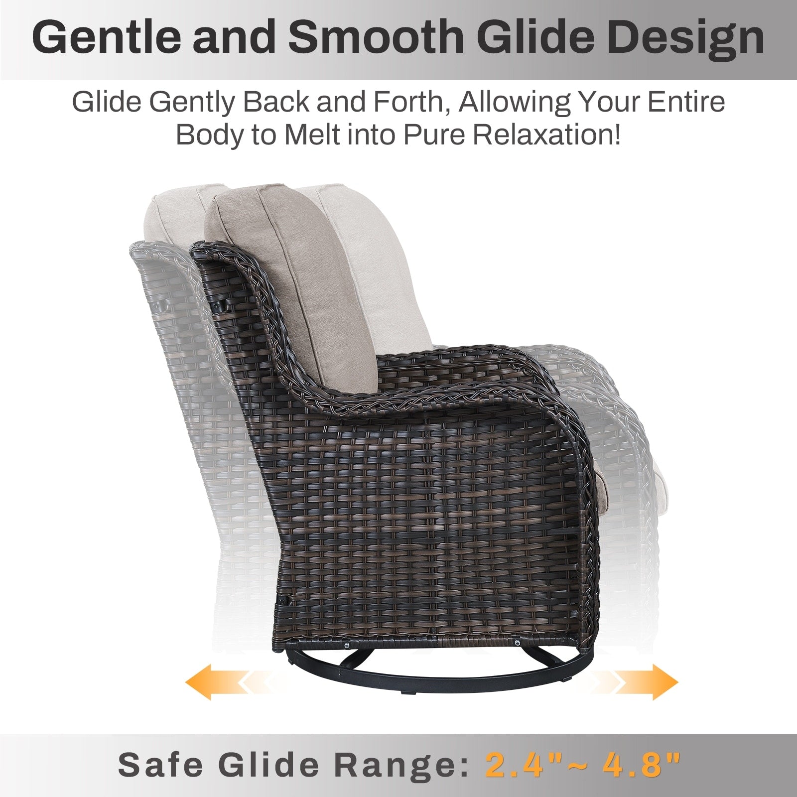 Ensemble de mobilier d'extérieur Gymojoy 4 pièces, 2 fauteuils pivotants, un canapé 3 places et une table avec foyer de 55 000 BTU
