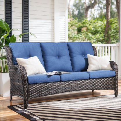Ensemble de mobilier d'extérieur Gymojoy 4 pièces, 2 fauteuils pivotants, un canapé 3 places et une table avec foyer de 55 000 BTU