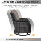 Ensemble de mobilier d'extérieur Gymojoy 4 pièces, 2 fauteuils pivotants, un canapé 3 places et une table avec foyer de 55 000 BTU