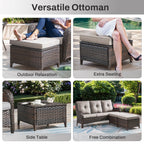 Ensemble de mobilier d'extérieur Gymojoy 4 pièces, 2 fauteuils pivotants, un canapé 3 places et une table avec foyer de 55 000 BTU