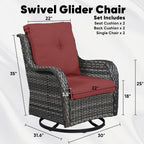Ensemble de 3 chaises pivotantes et table d'extérieur en osier et acier Gymojoy