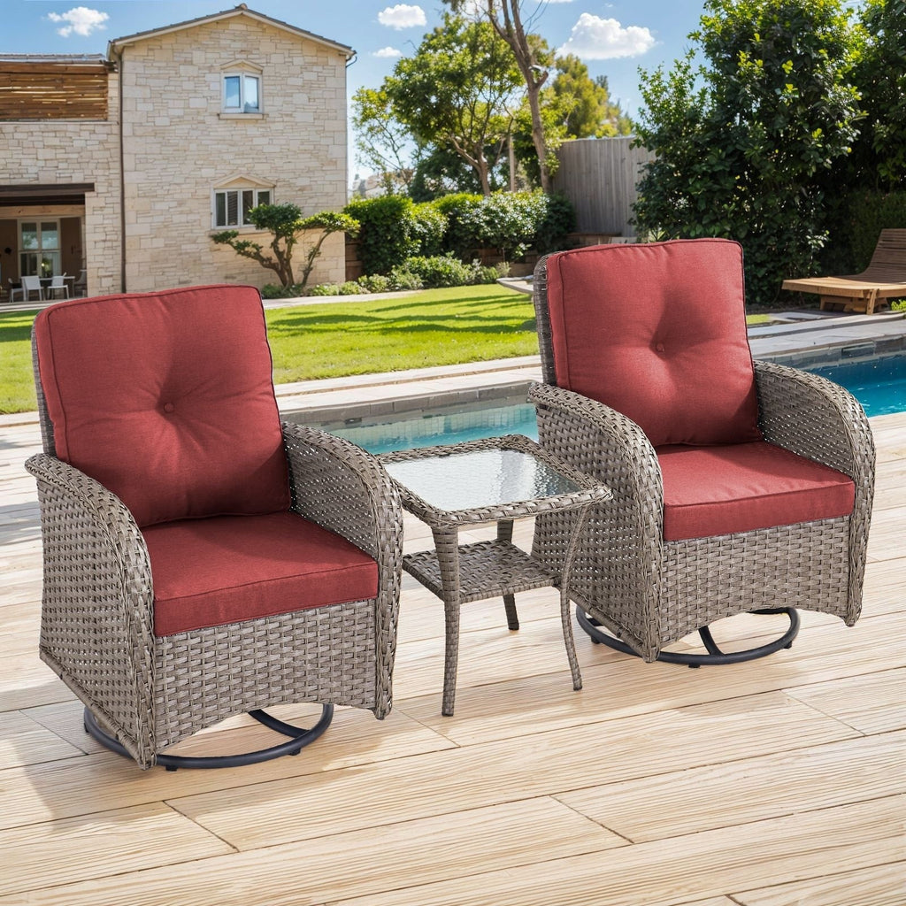 Ensemble de 3 meubles d'extérieur avec table et chaises pivotantes Gymojoy
