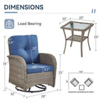 Ensemble de 3 meubles d'extérieur avec table et chaises pivotantes Gymojoy