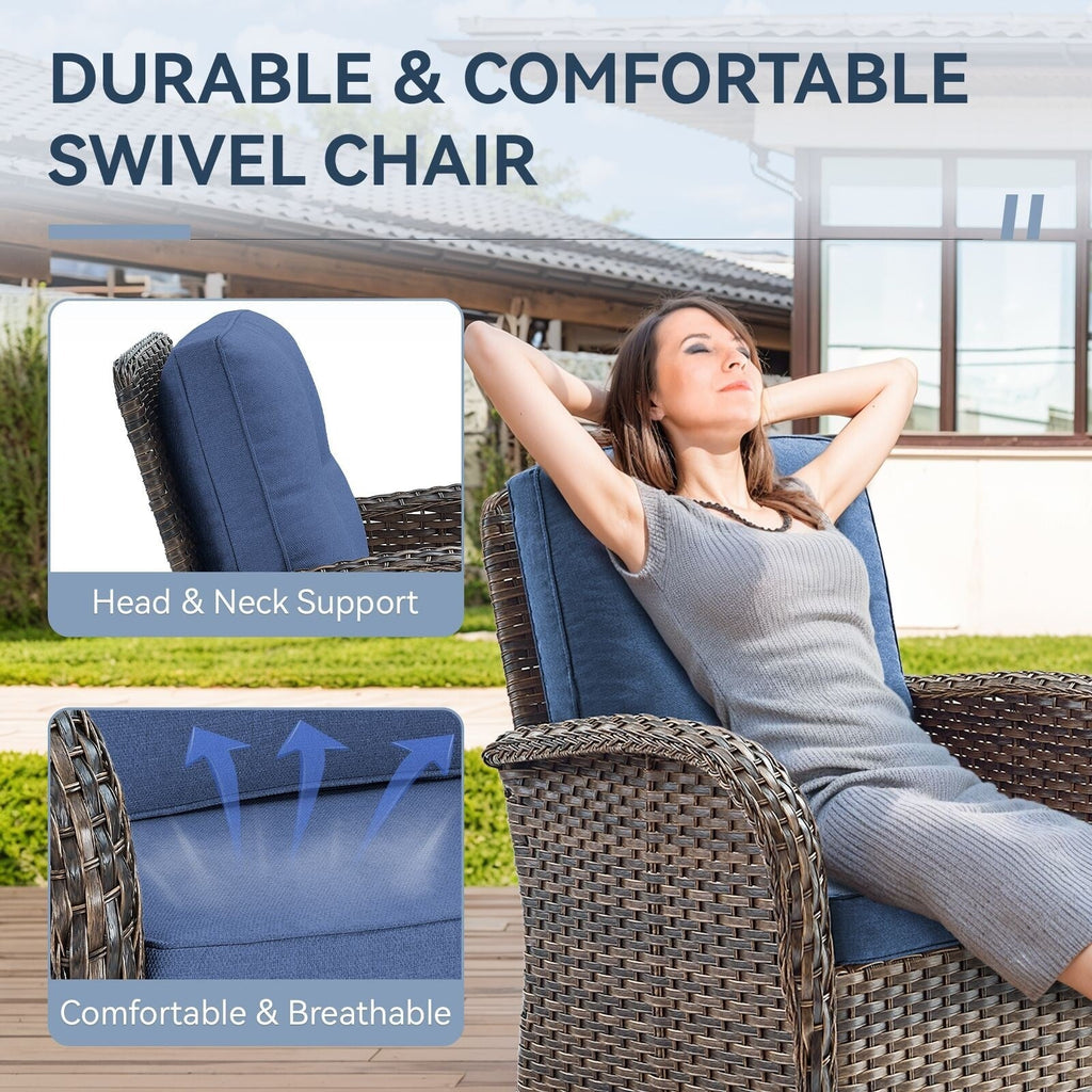 Ensemble de 3 meubles d'extérieur avec table et chaises pivotantes Gymojoy