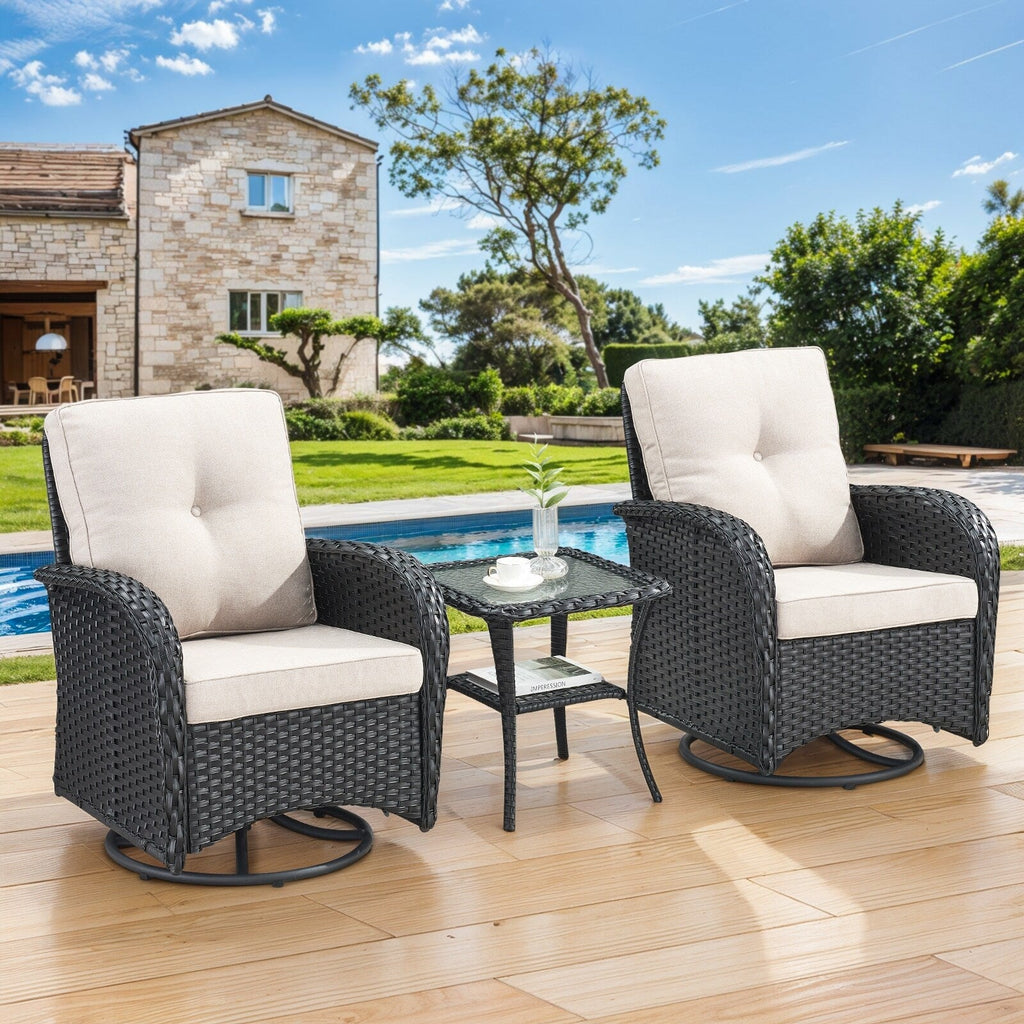 Ensemble de 3 meubles d'extérieur avec table et chaises pivotantes Gymojoy