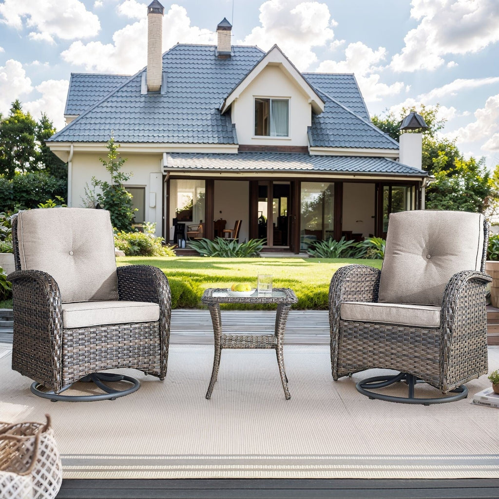 Ensemble de 3 meubles d'extérieur avec table et chaises pivotantes Gymojoy