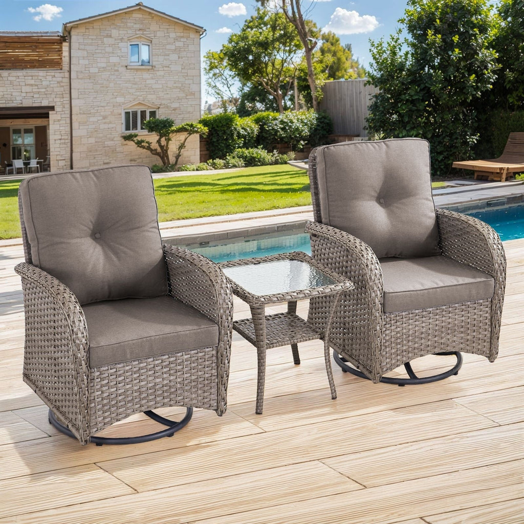 Ensemble de 3 meubles d'extérieur avec table et chaises pivotantes Gymojoy
