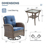 Ensemble de 3 meubles d'extérieur avec table et chaises pivotantes Gymojoy