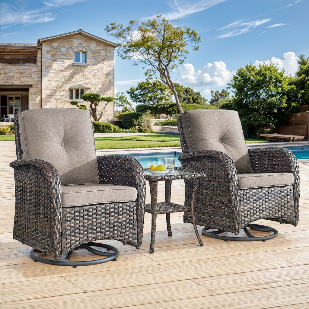 Ensemble de 3 meubles d'extérieur avec table et chaises pivotantes Gymojoy