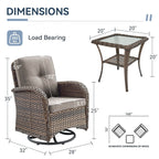 Ensemble de 3 meubles d'extérieur avec table et chaises pivotantes Gymojoy