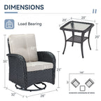 Ensemble de 3 meubles d'extérieur avec table et chaises pivotantes Gymojoy
