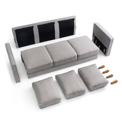 Canapé moderne en lin HANA avec accoudoirs à poches par Crown Comfort