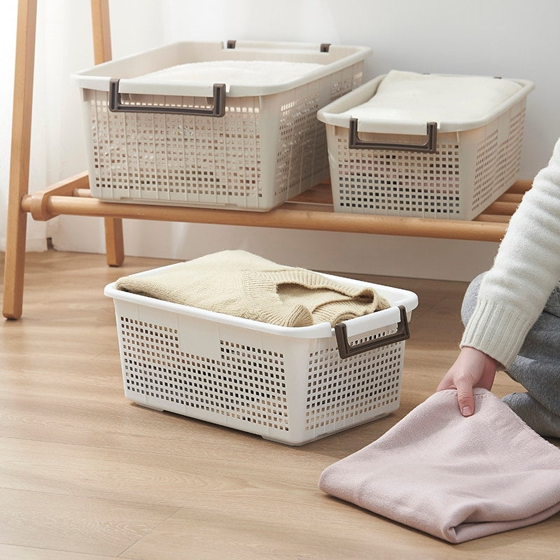 Panier de rangement empilable HANAMYA avec poignée | Bac de rangement, lot de 4