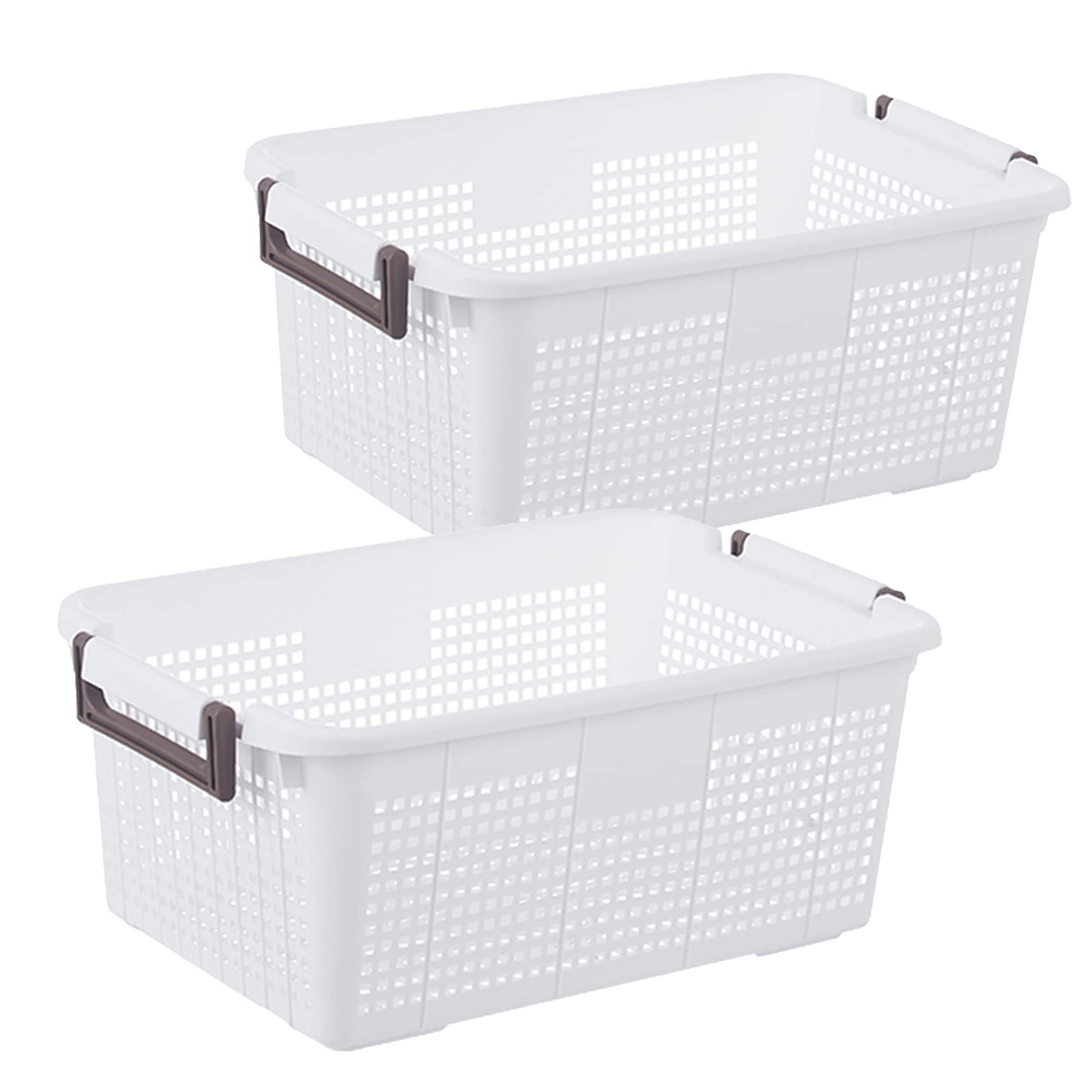 Panier de rangement empilable HANAMYA avec poignée | Bac de rangement, lot de 4