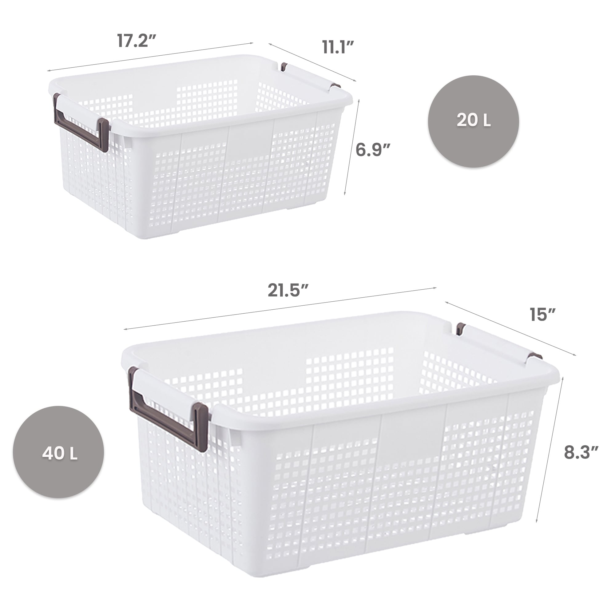 Panier de rangement empilable HANAMYA avec poignée | Bac de rangement, lot de 4