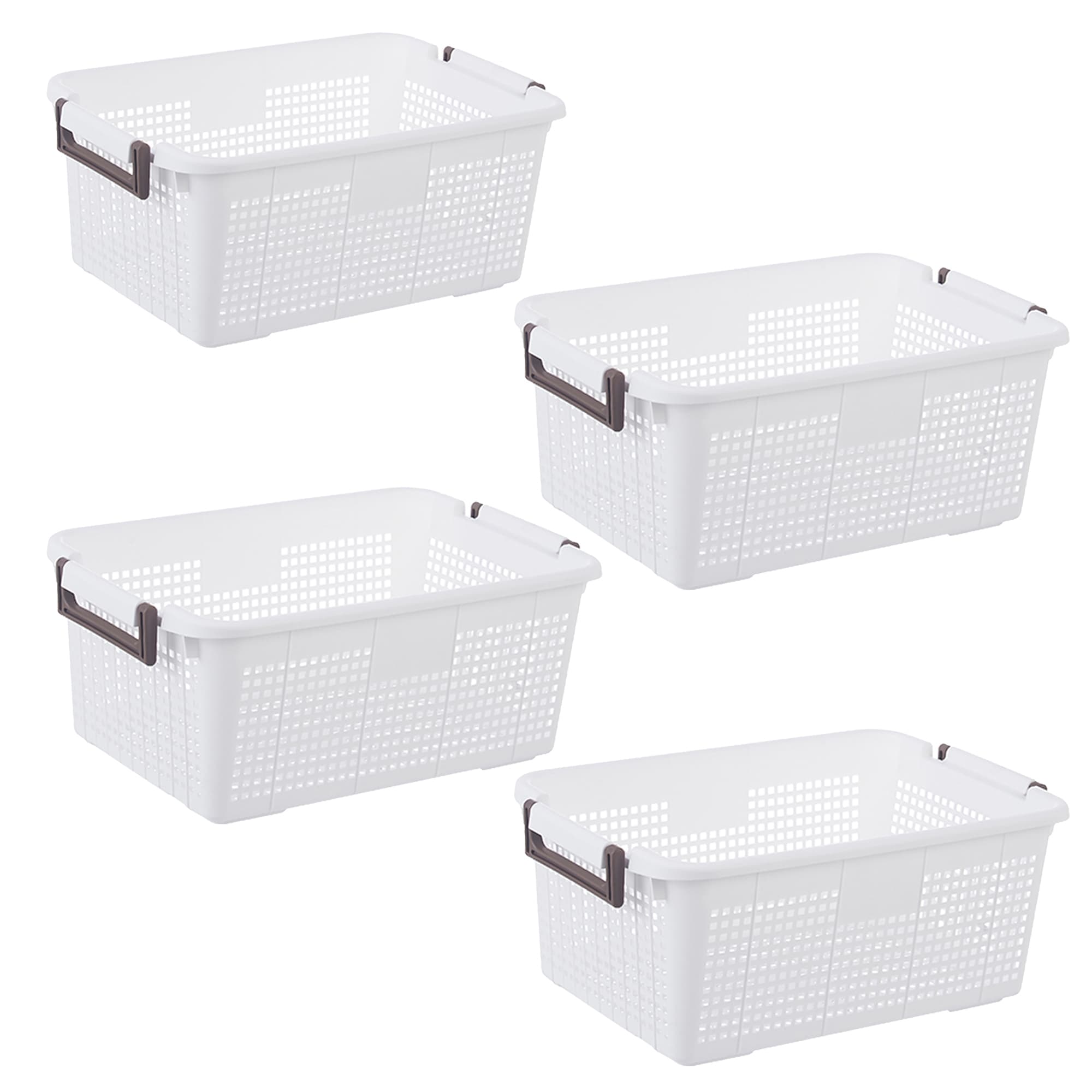 Panier de rangement empilable HANAMYA avec poignée | Bac de rangement, lot de 4