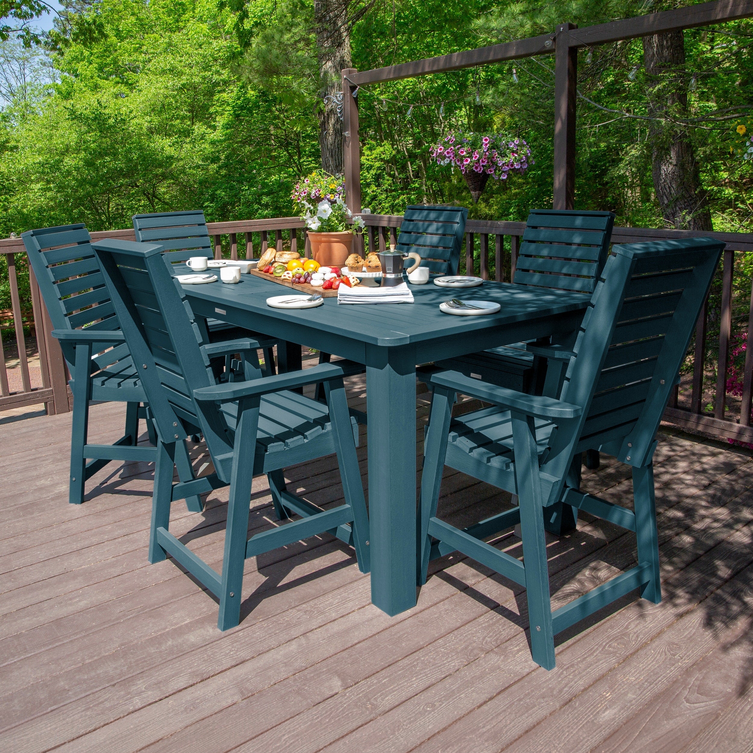 Ensemble de salle à manger d'extérieur 7 pièces HIGHWOOD - Table 42 x 84