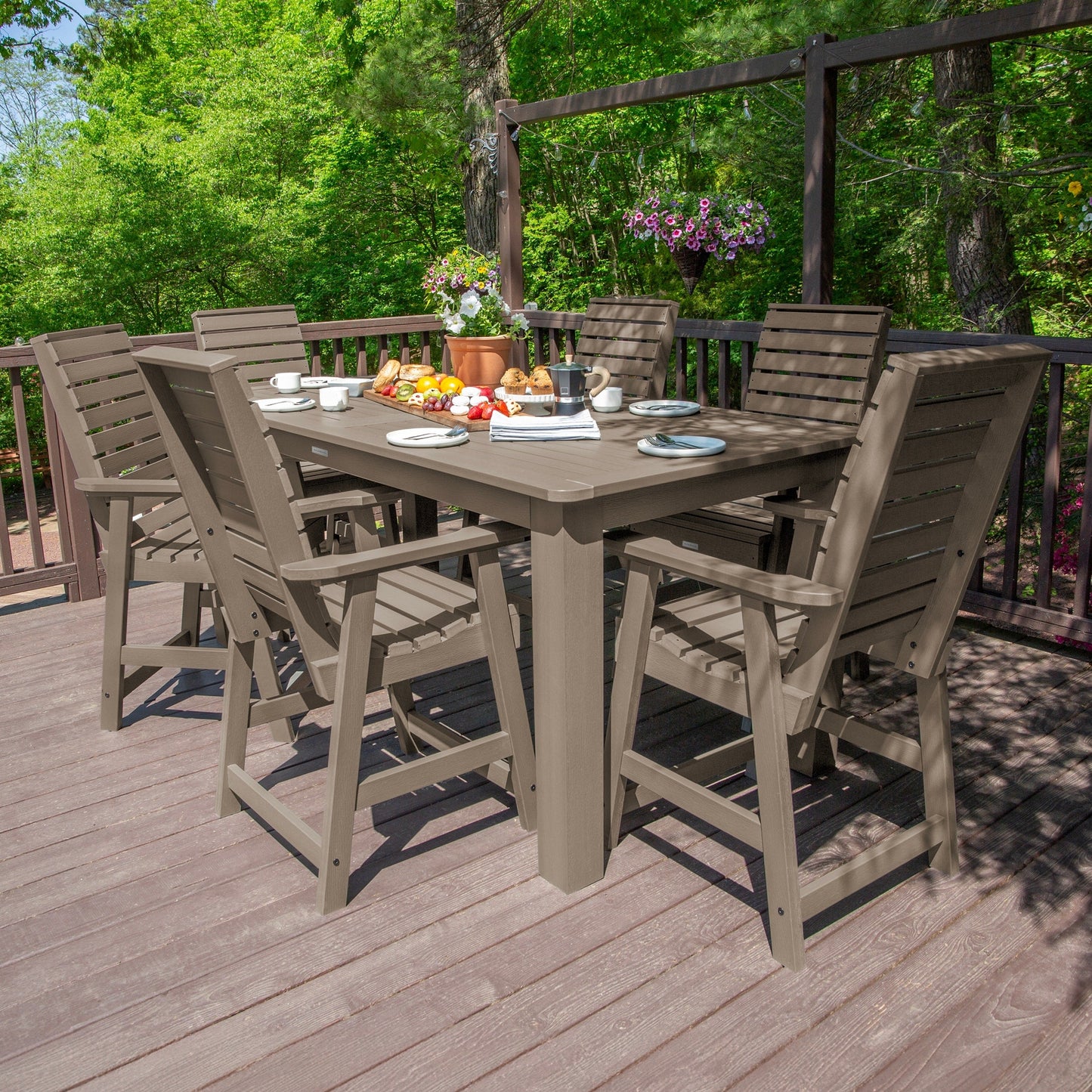 Ensemble de salle à manger d'extérieur 7 pièces HIGHWOOD - Table 42 x 84