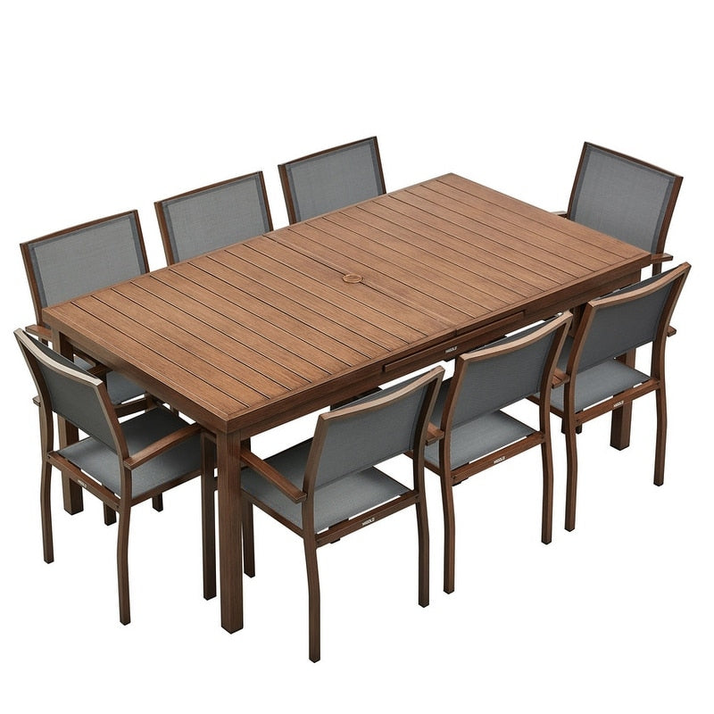 Ensemble de salle à manger d'extérieur extensible HIGOLD Carlo pour 8 personnes, avec trou pour parasol