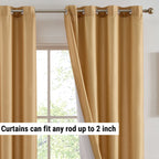 HLC.me Jefferson Rideau de fenêtre semi-transparent en imitation soie, filtrant la lumière, doublé, à œillets, pour chambre à coucher, 2 panneaux