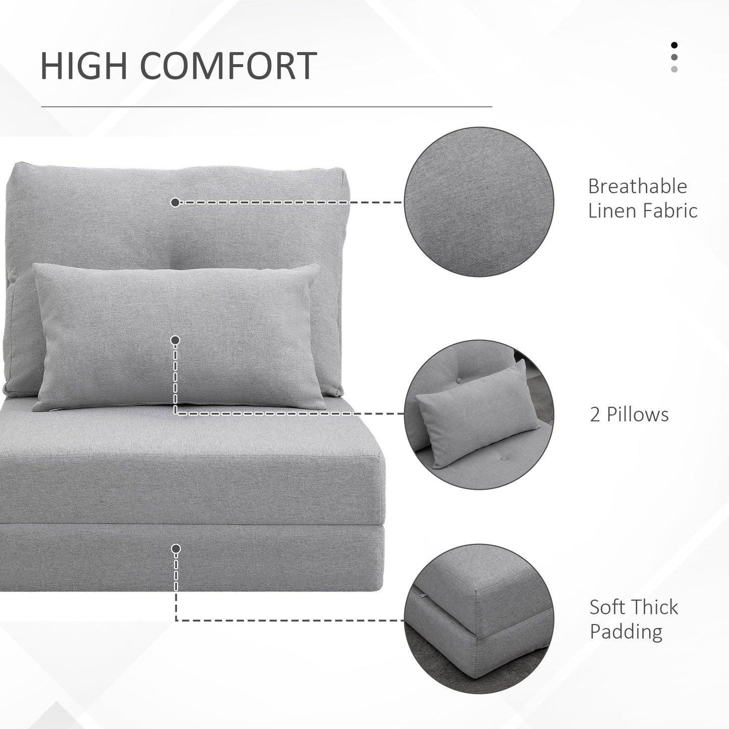 Fauteuil convertible et pliable rembourré HOMCOM, canapé-lit de sol