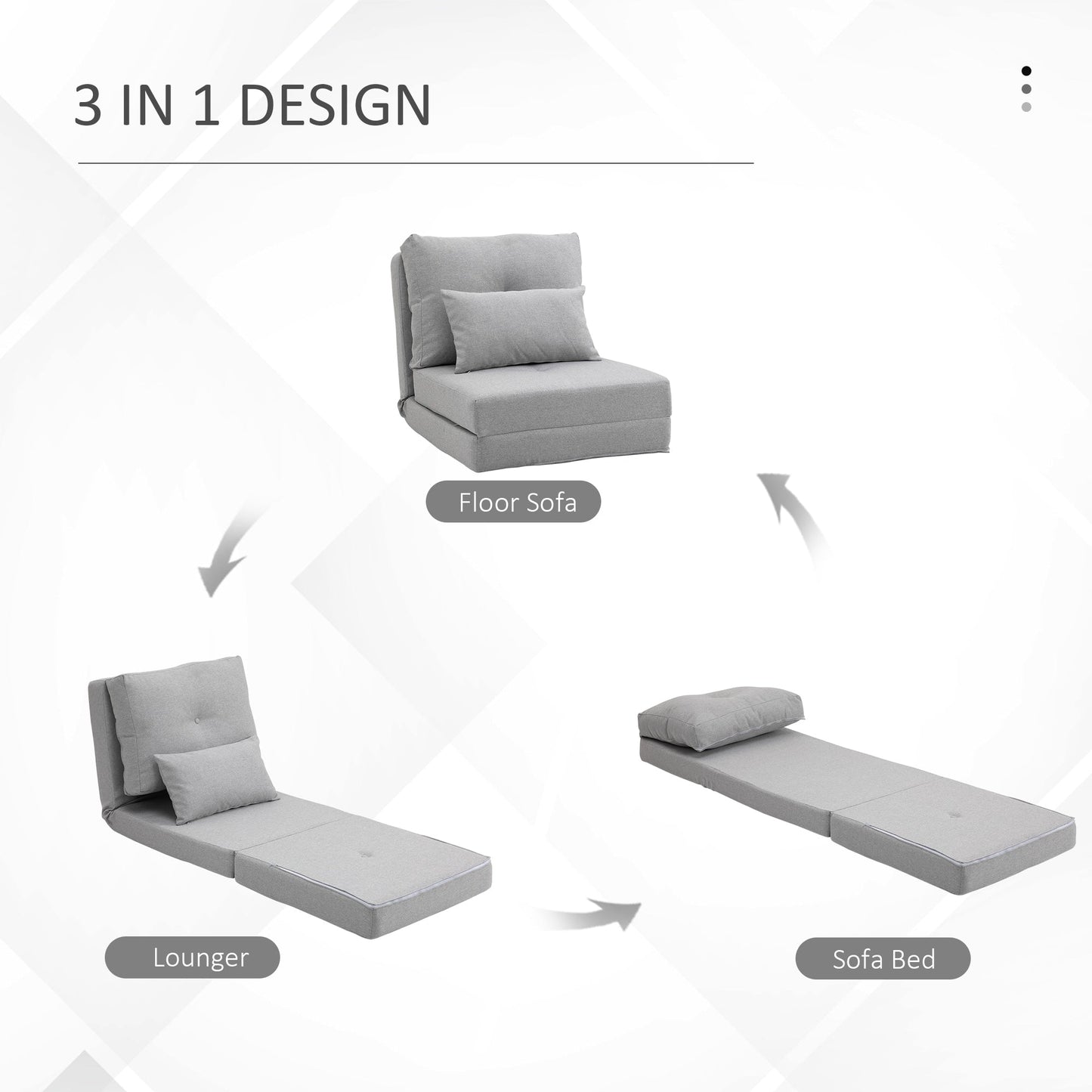 Fauteuil convertible et pliable rembourré HOMCOM, canapé-lit de sol