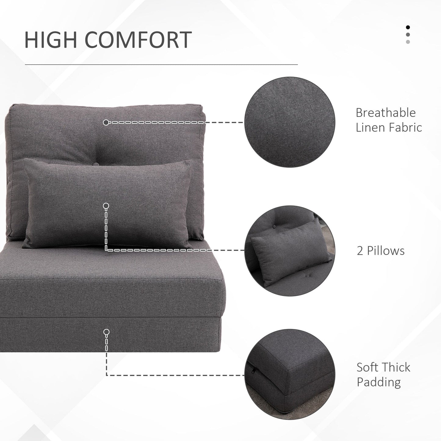 Fauteuil convertible et pliable rembourré HOMCOM, canapé-lit de sol