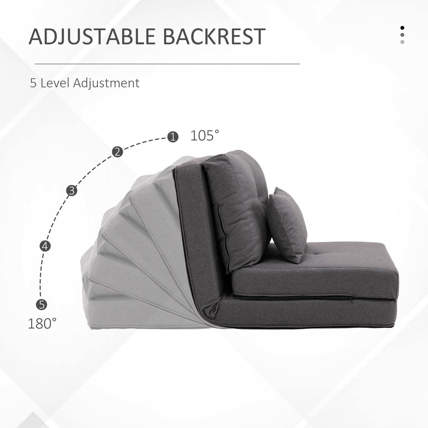 Fauteuil convertible et pliable rembourré HOMCOM, canapé-lit de sol