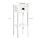 HOMCOM 2-Tier Night Stand with Drawer, Narrow End Table with Bottom Shelf, for Living Room or Bedroom
