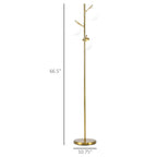Lampadaire moderne HOMCOM à 3 lampes pour salon, lampadaire arbre pour chambre avec abat-jour globe, base en acier, doré