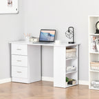 Bureau d'ordinateur moderne HOMCOM 47, bibliothèque, table d'écriture, station de travail avec 3 tiroirs et étagère de rangement - Blanc