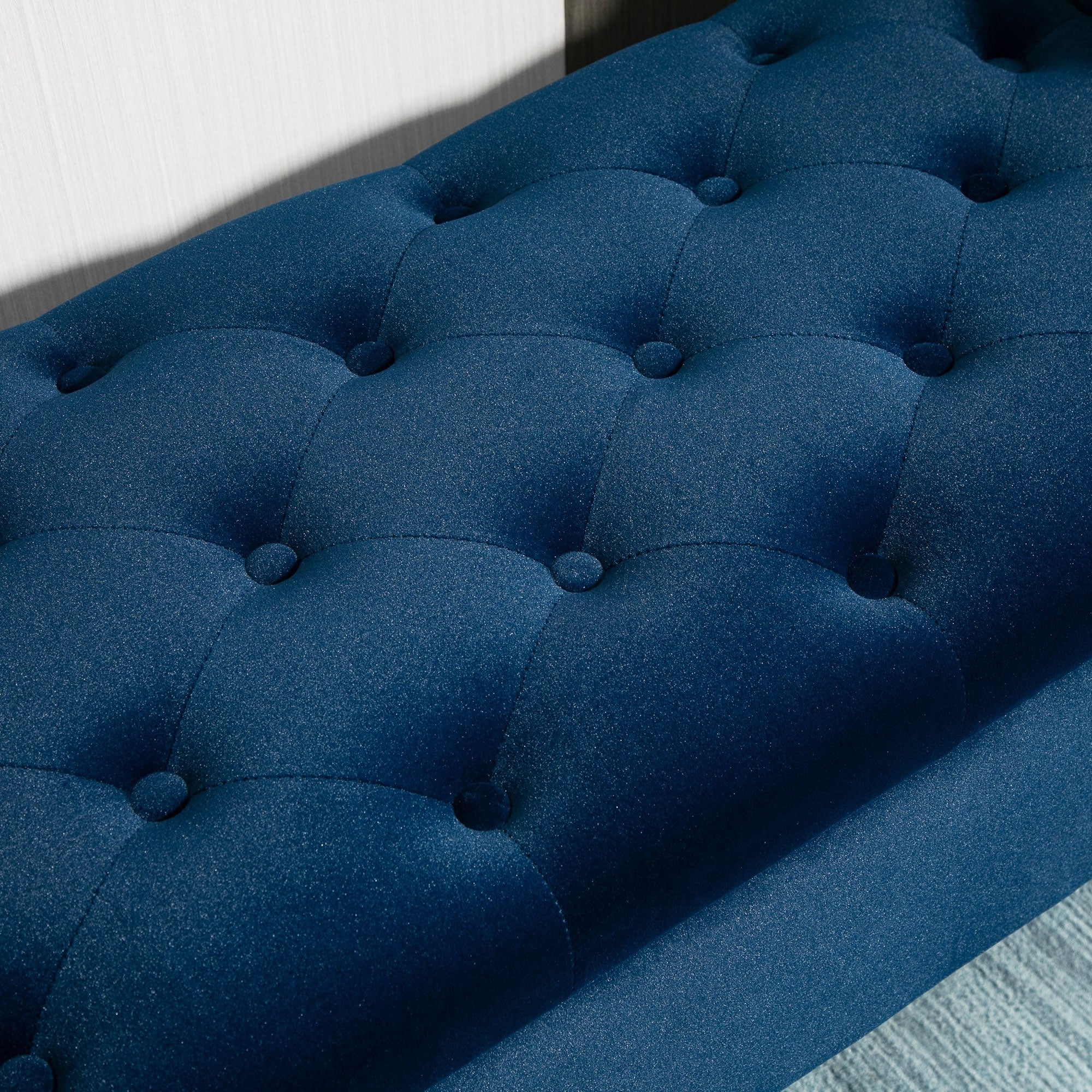 Banc ottoman de rangement capitonné HOMCOM, banc de lit rembourré avec accoudoirs roulés pour chambre, salon ou couloir
