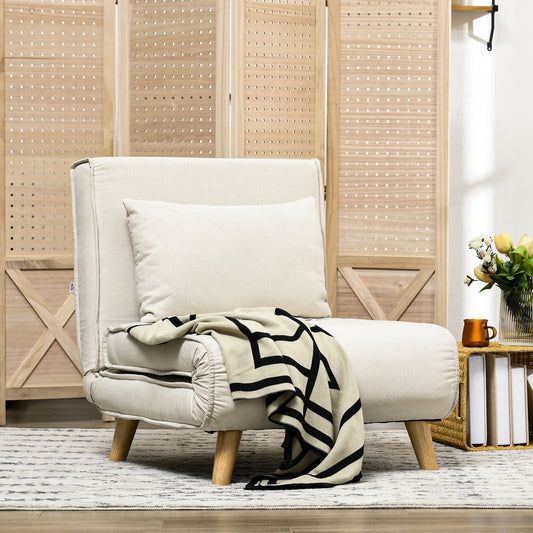 Fauteuil convertible HOMCOM, canapé-lit multifonctionnel 2 en 1, fauteuil-lit avec dossier réglable pour salon, beige