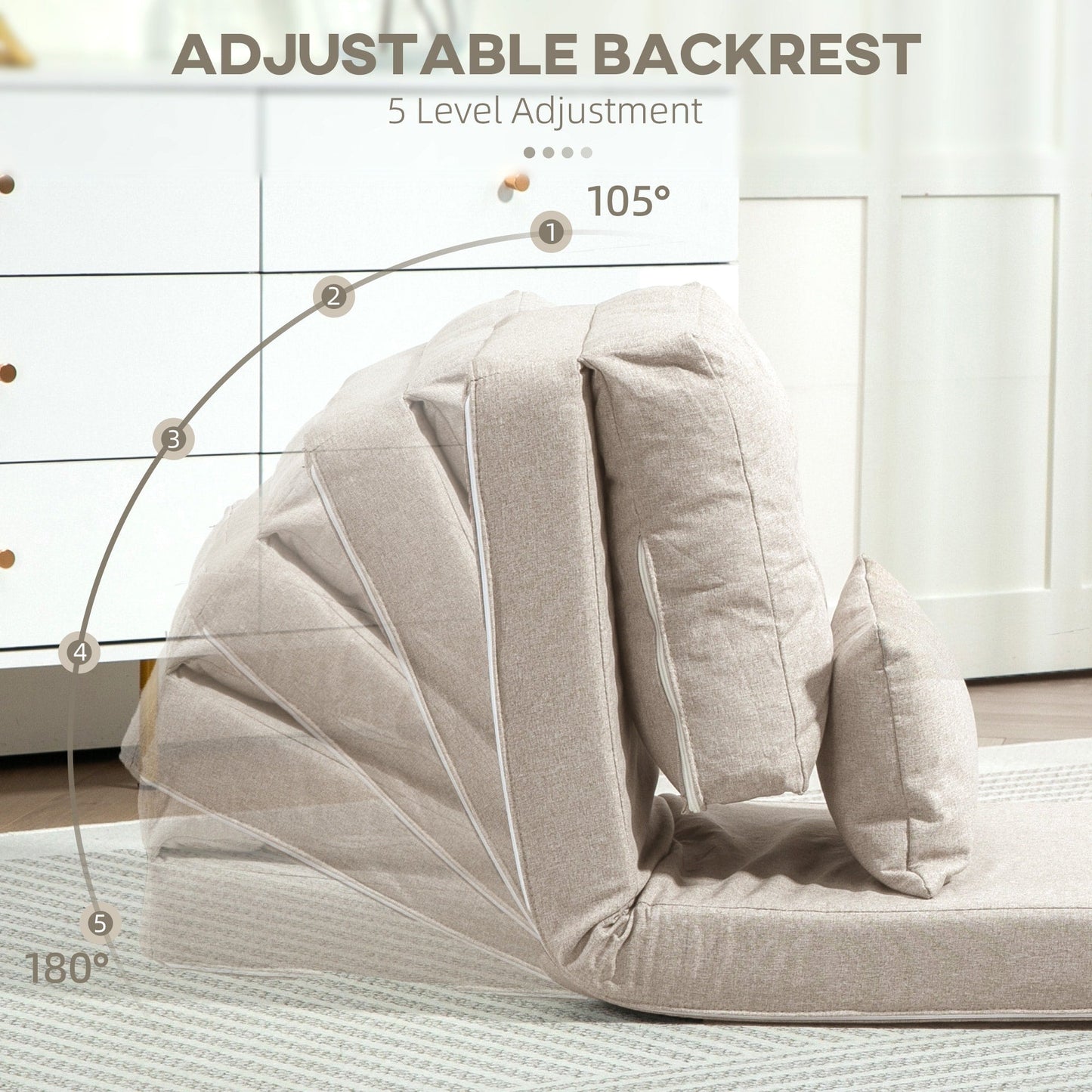Fauteuil convertible et pliable rembourré HOMCOM, canapé-lit de sol