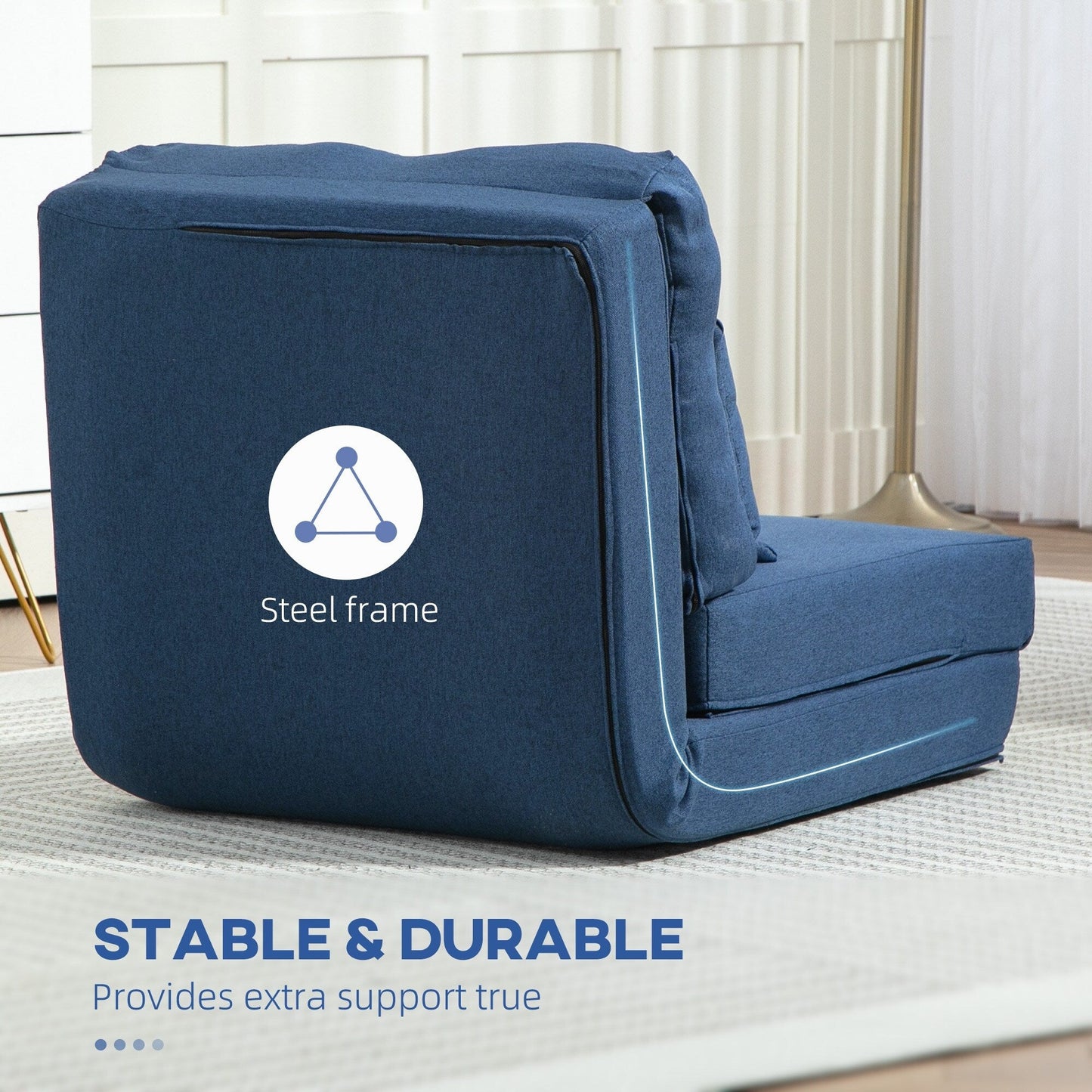 Fauteuil convertible et pliable rembourré HOMCOM, canapé-lit de sol