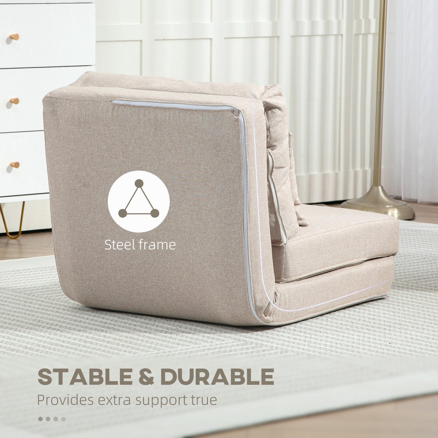 Fauteuil convertible et pliable rembourré HOMCOM, canapé-lit de sol