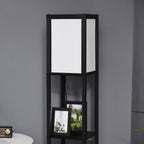 Lampadaire HOMCOM avec étagères, double éclairage, lampes sur pied hautes modernes, avec abat-jour en tissu (ampoule non incluse)
