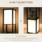 Lampadaire HOMCOM avec étagères, double éclairage, lampes sur pied hautes modernes, avec abat-jour en tissu (ampoule non incluse)
