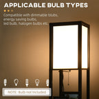 Lampadaire HOMCOM avec étagères, double éclairage, lampes sur pied hautes modernes, avec abat-jour en tissu (ampoule non incluse)