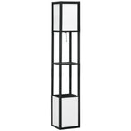 Lampadaire HOMCOM avec étagères, double éclairage, lampes sur pied hautes modernes, avec abat-jour en tissu (ampoule non incluse)