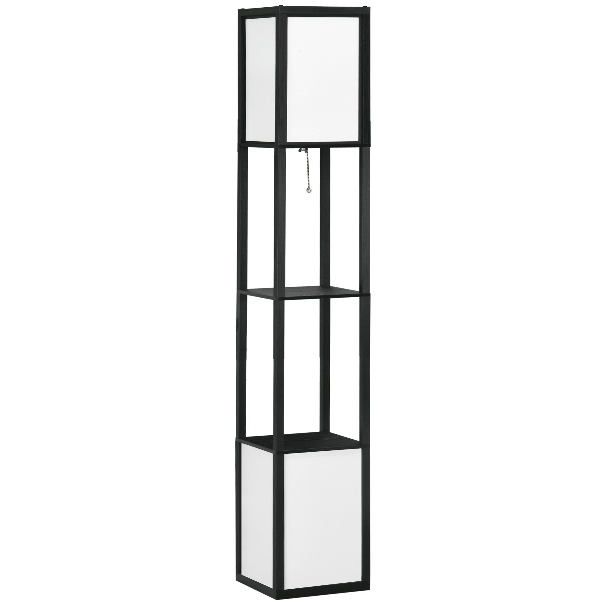 Lampadaire HOMCOM avec étagères, double éclairage, lampes sur pied hautes modernes, avec abat-jour en tissu (ampoule non incluse)