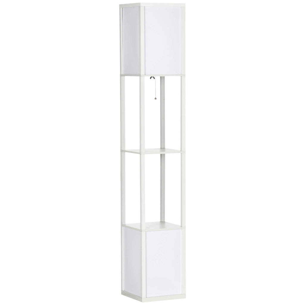 Lampadaire HOMCOM avec étagères, double éclairage, lampes sur pied hautes modernes, avec abat-jour en tissu (ampoule non incluse)