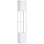 Lampadaire HOMCOM avec étagères, double éclairage, lampes sur pied hautes modernes, avec abat-jour en tissu (ampoule non incluse)