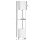Lampadaire HOMCOM avec étagères, double éclairage, lampes sur pied hautes modernes, avec abat-jour en tissu (ampoule non incluse)