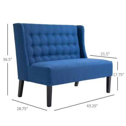 Canapé double capitonné sans accoudoirs en tissu lin HOMCOM avec pieds en bois - 28,75 x 43,25 x 36,5