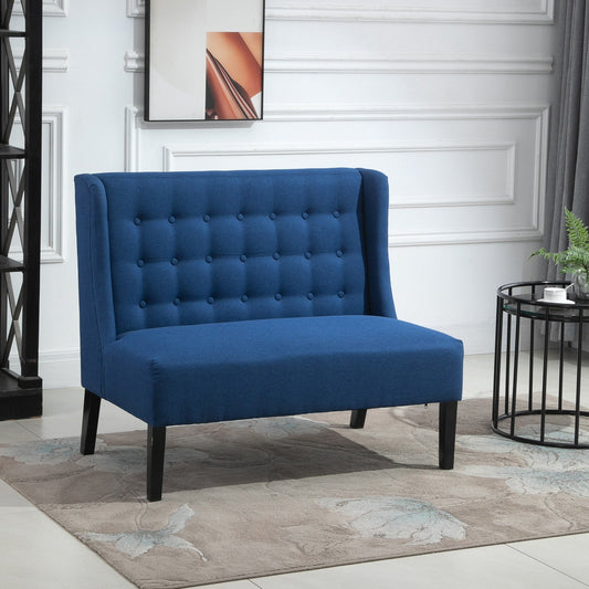 Canapé double capitonné sans accoudoirs en tissu lin HOMCOM avec pieds en bois - 28,75 x 43,25 x 36,5