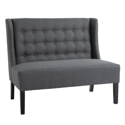 Canapé double capitonné sans accoudoirs en tissu lin HOMCOM avec pieds en bois - 28,75 x 43,25 x 36,5