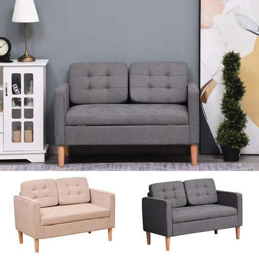 Canapé-lit moderne en tissu capitonné avec rangement HOMCOM